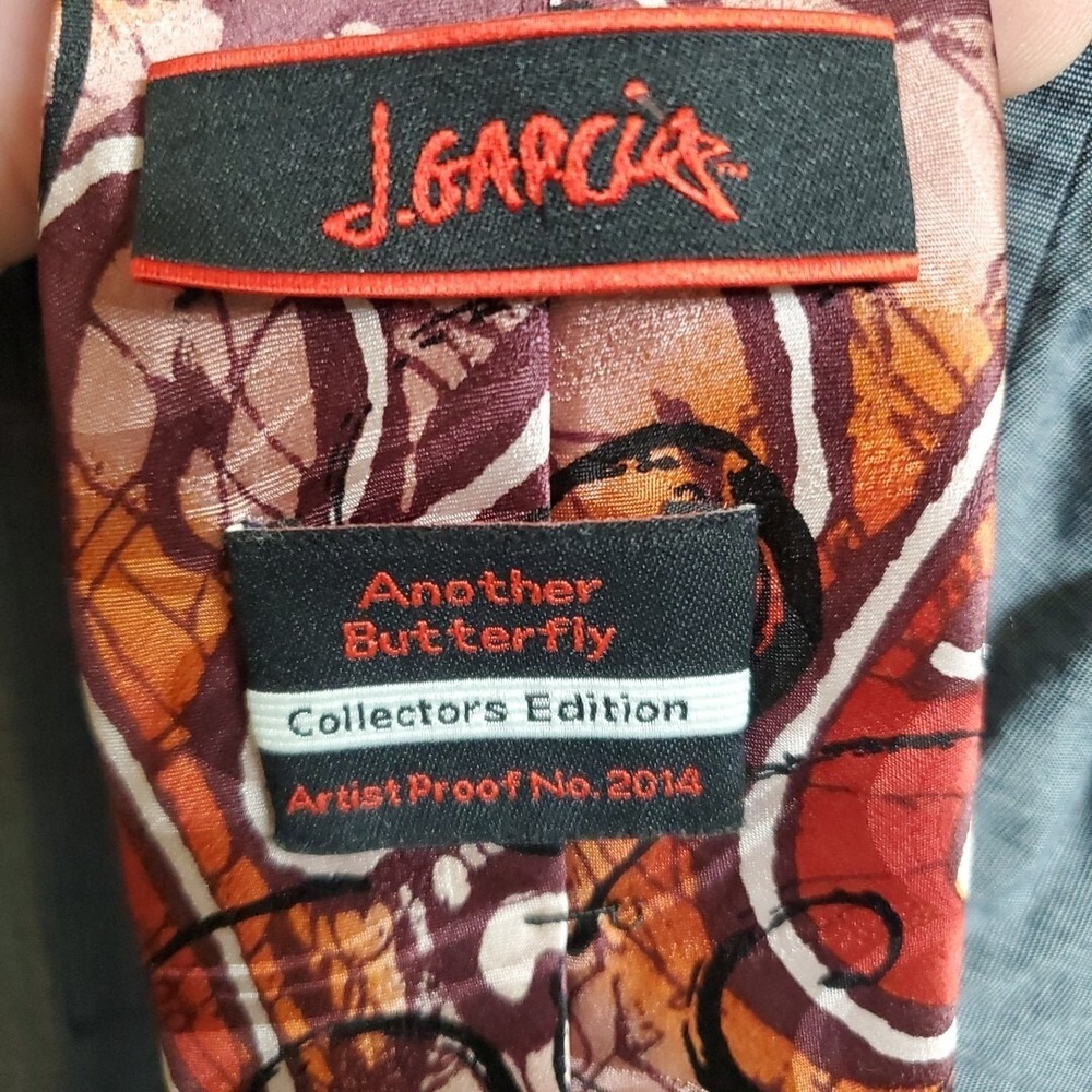 J. Garcia OS Necktie Mens Orange Another Butterfly Silk Artist Proof No 2014 Tie - Picture 2 of 5